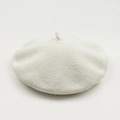 Classic white wool beret hat for women with soft texture and minimalist French style - M (56-58cm) / White