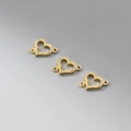 Trois connecteurs coeur en argent 925 plaqué or 18k avec zircons pour bijoux DIY - Doré