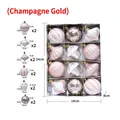 12-piece champagne gold and white Christmas ball set with glitter and matte cupcake shapes - Champagne Gold
