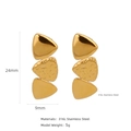 Lava texture gold triangular earrings in 316L stainless steel for a minimalist look - Stacked Triangle Style (HE0016G21)