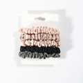 5-pack satin scrunchies set in pink, champagne, gold and black on display card - 5PCS Pink & Green Mixed Satin Scrunchies