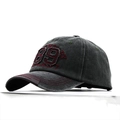 Distressed dark gray washed cotton baseball cap with 3D red 89 embroidery in retro style - L (58-60cm) / Army Green