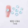 Detailed view of 7mm iridescent blue star glass rhinestones for 3D nail art decoration - 7-Point Star - Blue Mocha (L264)