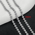 Silver stainless steel heart link chain necklace for women, 4mm width jewelry variant - Interlocking Heart-4mm