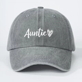Berretto da baseball in cotone grigio lavato per protezione solare con stampa Auntie - Taglia unica / Grigio