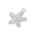 Detailed close-up of a silver starfish pendant with textured grain finish and top ring - VD1686 Silver Textured Starfish