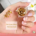 Chunky mermaid gold hexagon glitter sequins for nail art and sparkling eye makeup decoration - Single Jar / Mermaid Gold