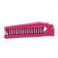 Draagbare opvouwbare haarkam in helder roze en zwart voor reizen en styling - Rozerood