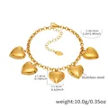 Detail eines 18k vergoldeten Edelstahl-Herzarmbands mit 10,0g Gewicht und 16+5cm Länge - 16+5cm / Goldenes Herz-Armband (E620)