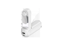 Foldable portable mini fan in pure white with USB charging port and power button - White