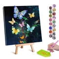 DIY colorful butterfly diamond painting kit with blue velvet canvas and tools - Dark Blue Branch Butterflies (17) / 20x30cm