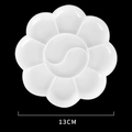 White 13cm flower-shaped plastic palette with 8 sections for kids art painting - Flower Shaped Palette / 13cm