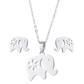Dettaglio del set di gioielli in acciaio inossidabile con ciondoli a forma di elefante - Stile Elefante Argento (001)