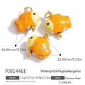 Three-piece stainless steel fish pendants with yellow and orange stone inlay for jewelry DIY - Orange Spotted Fish (3 Pcs)
