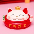 Lucky cat statue with golden sycee and Ruyi on red base for New Year gift - SJ0003-1 Treasure Ashtray