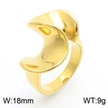 Anillo de acero de titanio dorado para mujer con diseño ondulado de 18 mm y 9 g de peso - US 9 / Dorado