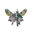 Art Nouveau fairy butterfly brooch with green and yellow enamel and crystal accents - Vintage Fairy Butterfly (YNCP6167) / Gray