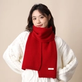 Classic red knitted 100% wool scarf for winter with premium woven material texture - 100% Pure Wool Style / Burgundy