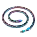Rainbow plated titanium steel Cuban link chain necklace with lobster clasp and arrow detail - Necklace / Colorful