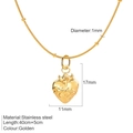 Gold stainless steel heart necklace with thorn cross detail and dainty snake chain - Gold - Heart