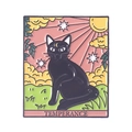 Temperance tarot card black cat enamel pin badge with a mystical rectangular design - Temperance (XZ6446)