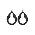 Boucles d'oreilles bohèmes noires mates, forme goutte avec motif floral évidé vintage - Noir Évidé Goutte d'Eau (3605)