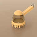 Warm yellow pet silicone bath brush with built-in soap dispenser and massage bristles - Long Handle Style / Yellow