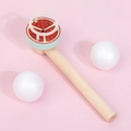 Classic wooden breathing trainer toy with mint green tray and white foam balls - Pomegranate Floating Ball