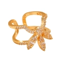 Close-up of gold-plated copper nail ring with sparkling cubic zirconia floral design - Gold Flower Cluster Style (X231) / Gold
