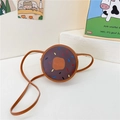 Cute brown doughnut crossbody bag for girls with Hello print and colorful details - Brown