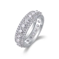 Luxury S925 sterling silver eternity ring featuring three rows of sparkling moissanite stones - US Size 5 / Silver Moissanite