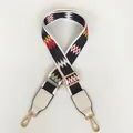 Detail of colorful wave pattern strap with white leather and gold metal hooks - Colorful Waves White Leather Gold Hook