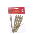 Set di 5 decorazioni natalizie a ghiacciolo dorato con glitter in confezione festiva - Oro