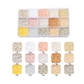 Dettaglio macro del kit di 15 scomparti con perline di vetro colorate per gioielli fai da te - 15 Scomparti/Scatola (10g per scomparto) / Serie Beige
