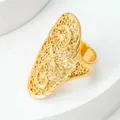 Dubai bridal style gold plated wide hollow ring featuring intricate filigree patterns - Wide Mesh Filigree Style