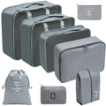 7-piece Morandi grey travel organizer set with mesh bags and waterproof laundry pouches - Digital Bag 8-Piece Set / Gray
