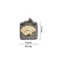 Square 18k gold plated pendant with black textured eye design, 9.1mm x 9.2mm size - DZ-1152-Black Base Gold Eye