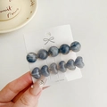 Jelly heart hair clips in marble blue and grey with elegant duckbill design - Fog Blue