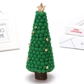 Handmade green wool felt ball Christmas tree with gold bells and natural wood base - Green Christmas Tree (Height 27cm)