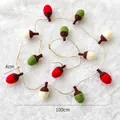 Handmade Christmas wool felt acorn garland in red, green, and white, 100cm long decor - Small / 100cm / Red Green White