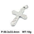Pendentif croix minimaliste en acier titane argenté avec motif en relief élégant - Style de Motif en Relief Argenté (KP93818-Z)