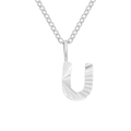 Minimalist silver titanium steel necklace with textured initial letter U pendant for women - Letter U / Steel