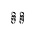 Silver and black Cuban link chain hoop earrings with a sleek metallic finish - Silver Black Spliced Chain Earrings