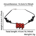 Halloween black felt bat choker with red sequin BOO text and adjustable metal chain - BOO Bat
