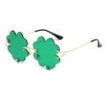 Occhiali verdi a forma di trifoglio con montatura dorata per San Patrizio - 8109 Quadrifoglio Montatura Oro Lente Verde Scuro