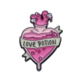Pink heart-shaped love potion enamel pin with cloud detail and metal finish - XZ8674 Pink LOVE POTION