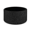 Wide black rhinestone silicone boot sleeve with luxury diamond pattern for tumblers - Black Rhinestone/Black Sleeve