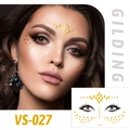 Adesivo tatuaggio lentiggini oro metallizzato VS-027 con motivi a foglie e punti - VS027 (Oro Foglie di Diamante)