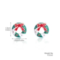 Christmas wreath earrings in green and red enamel with bow detail and 1.6cm size - Christmas Wreath (SD-12)