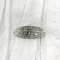 Silver oval alloy hair clip featuring a unique hammered metal texture finish - 2# Silver (Hammered Oval)